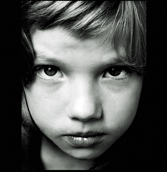 Serious | black and white, child