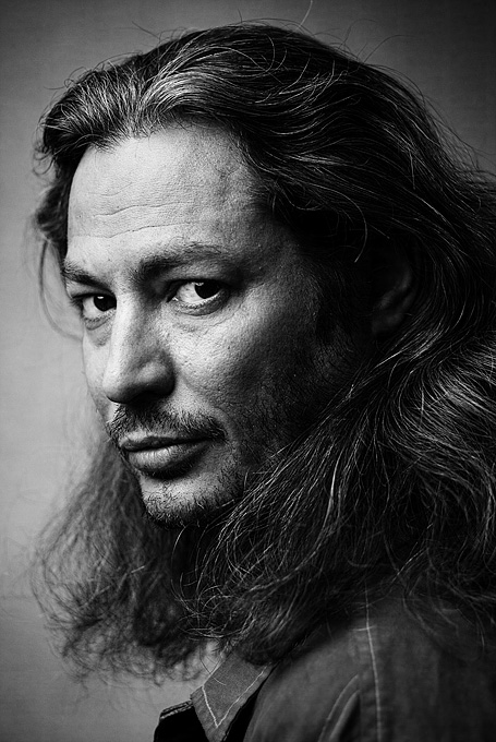 Portrait of a man | curls, black and white, male