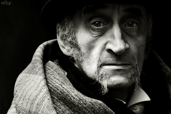 Old Man | black and white, male, scarf