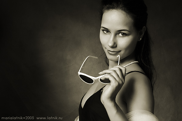 Zhenya | woman, black and white, glasses