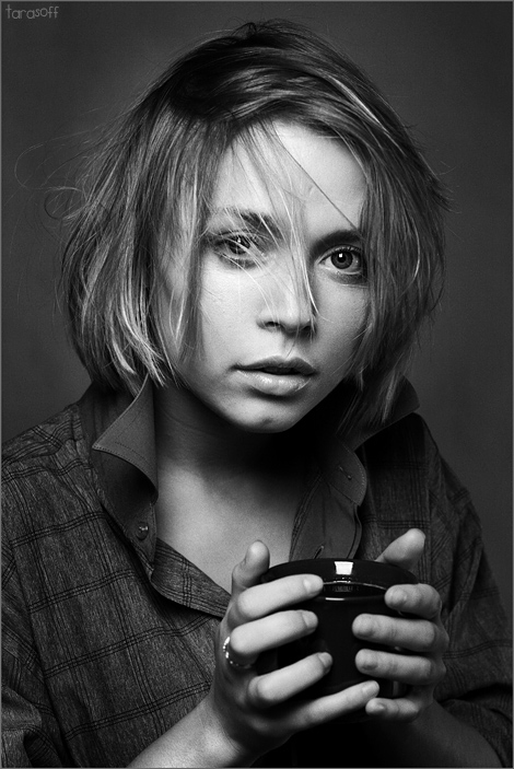 Coffee | woman, black and white, cup