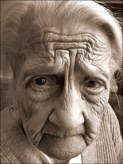 Call your grandma | sepia, woman