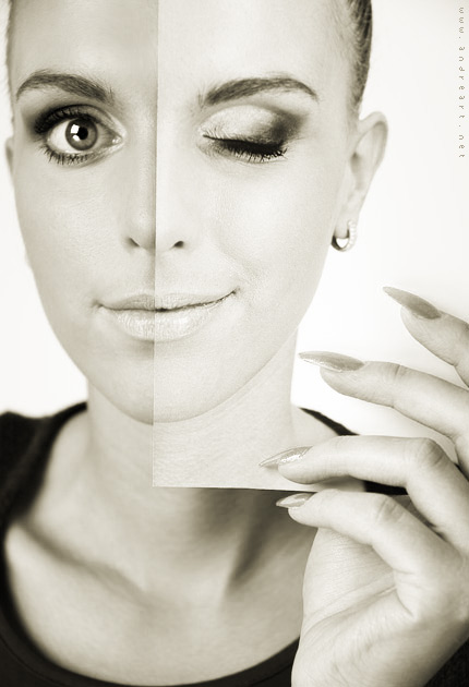 Two sides | woman, black and white, hand, emotion
