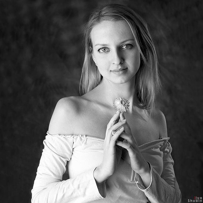 Flower | woman, black and white, flower