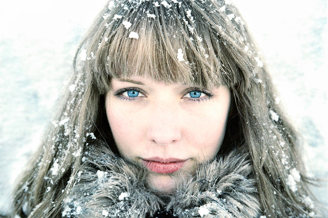 Blue ice | woman, high key, fur, snow