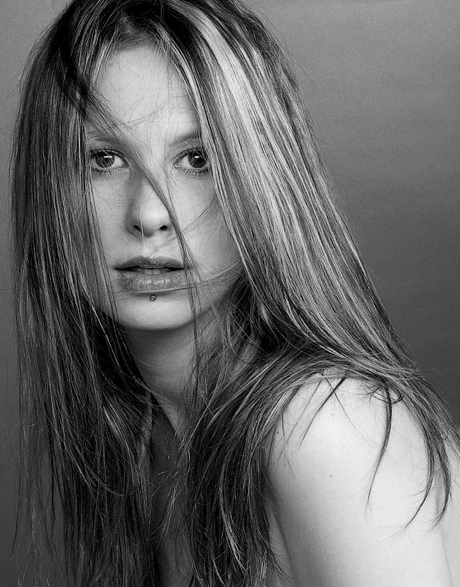 Windy portrait | woman, black and white, hair, piercing