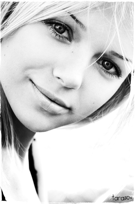Hello | woman, black and white, blonde, high key