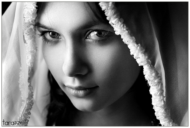 Water | woman, black and white, scarf