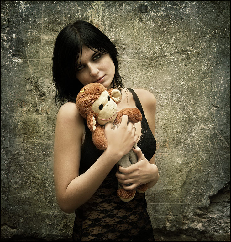 Monkey | woman, brunette, lingerie
