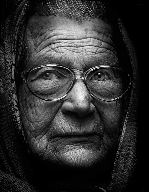 Stare | woman, black and white, glasses