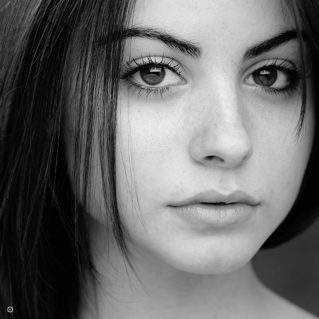 Locks | woman, black and white, freckles