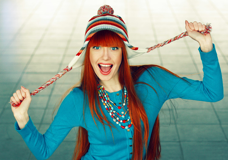 Mood | woman, emotion, redhead, hat, saturation