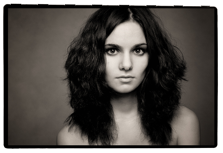 Portrait of Irina | woman, black and white, curls
