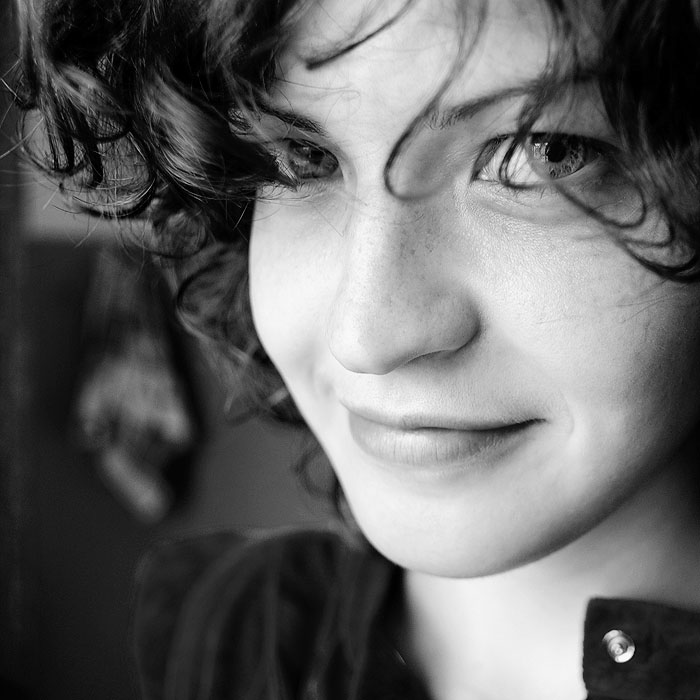 Smile | woman, black and white, emotion, curls, freckles