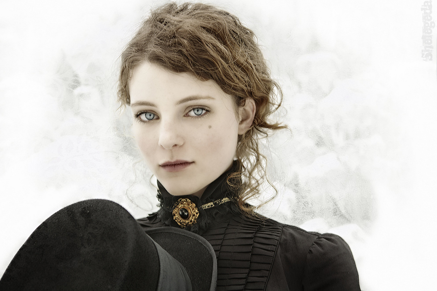 Wintery | woman, curls, hat, snow