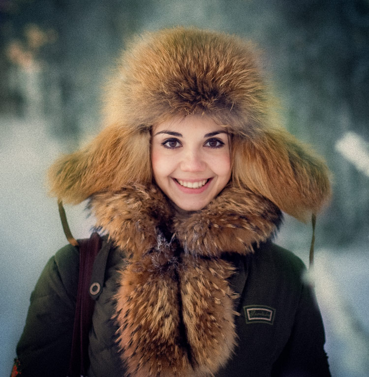 A photo about Mary | woman, nature, hat, fur