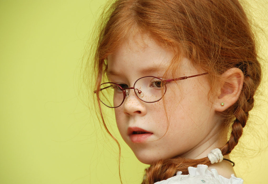 Golden girl | freckles, redhead, child, glasses