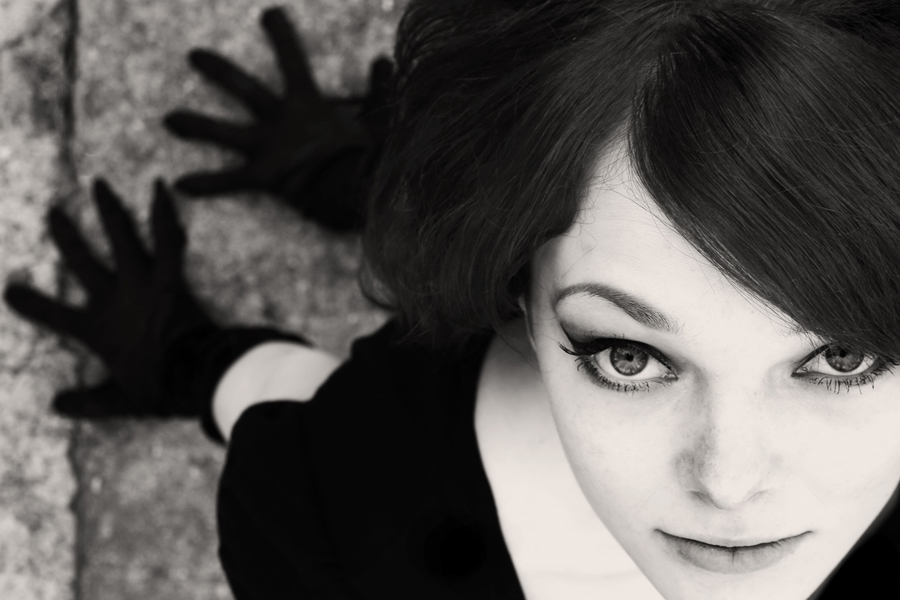 Granite | woman, black and white, gloves