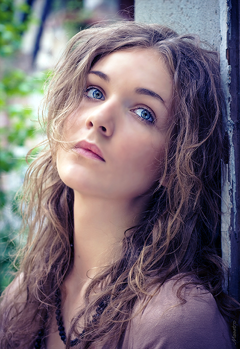 Somewhere | neck, blue eyes, curls, nature