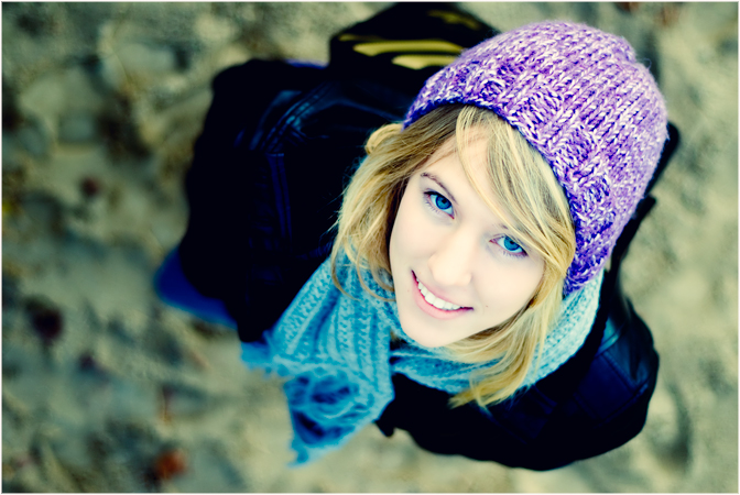 Walk | woman, blonde, scarf, hat