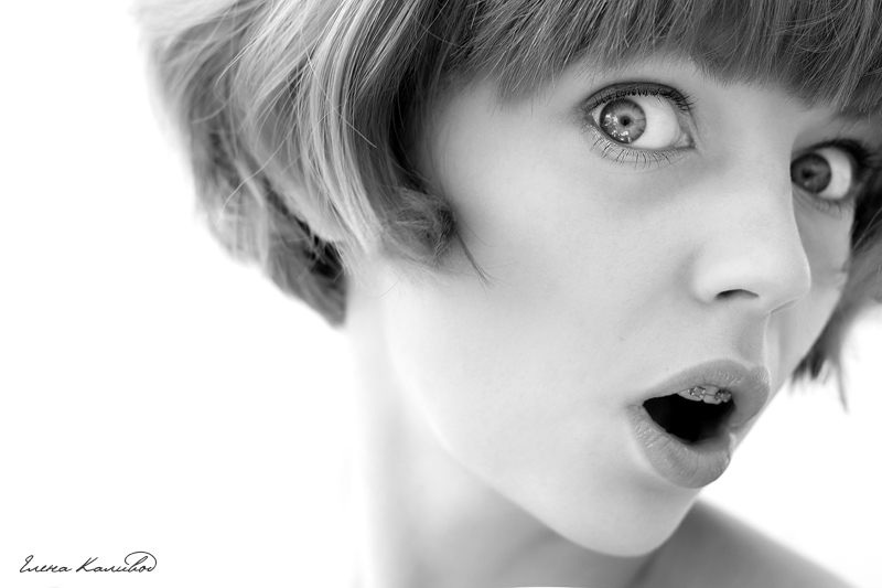 Surprise | woman, black and white, 