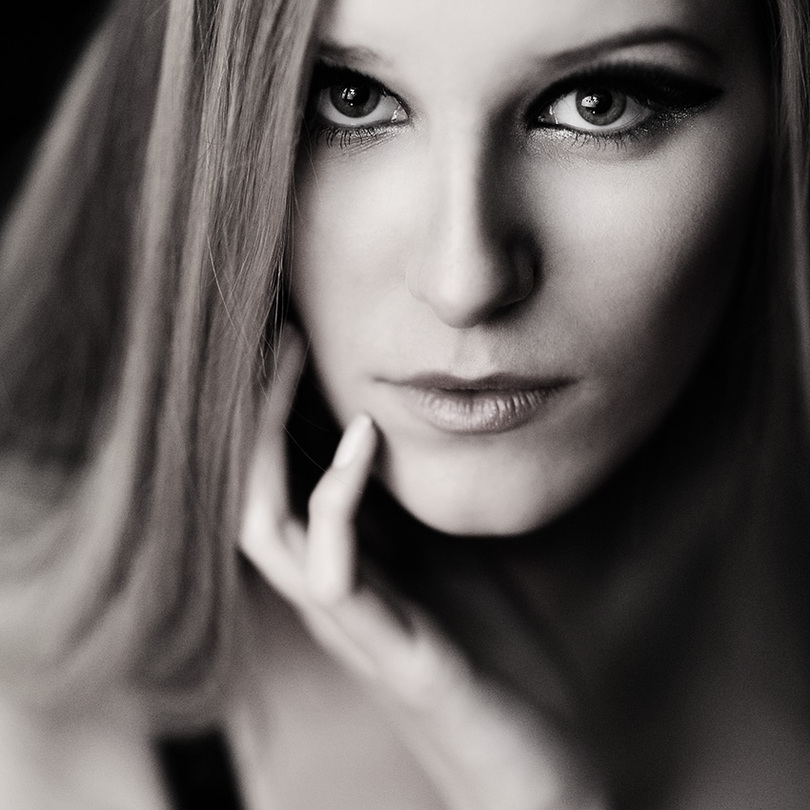 Stare | woman, hand, black and white, blonde
