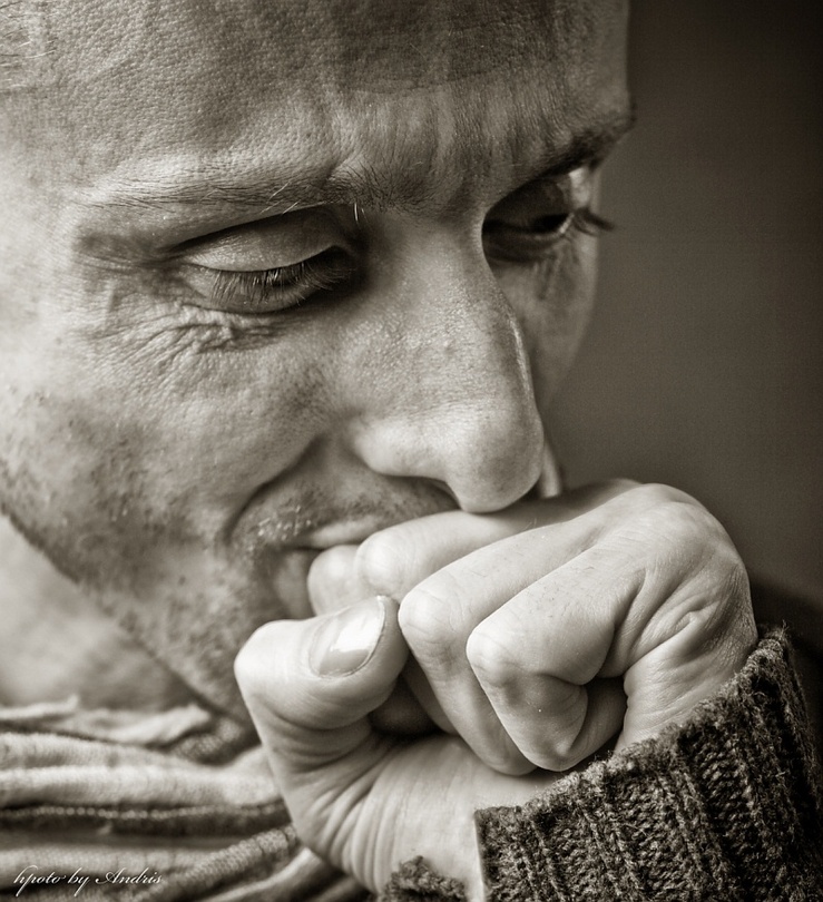 To the side | male, hand, sepia