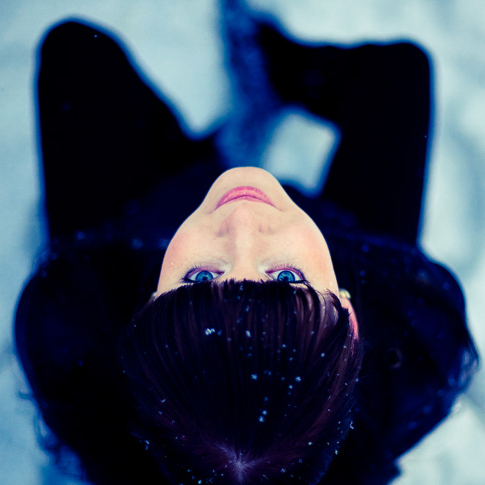 Upside down | brunette, snow, woman