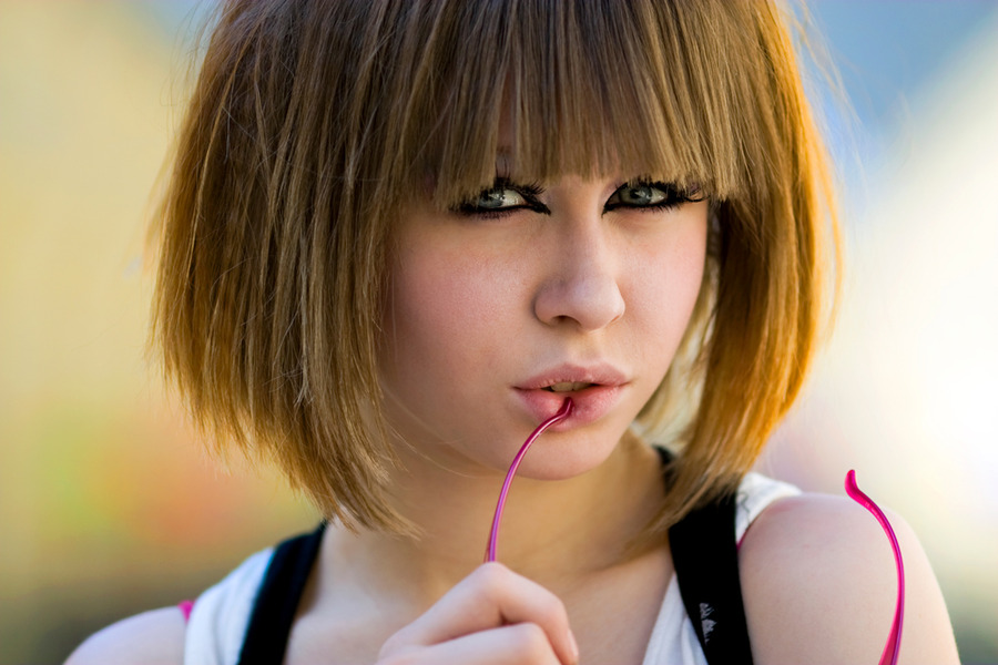 Candy Glasses | blue eyes, close-up, glasses, half-turn