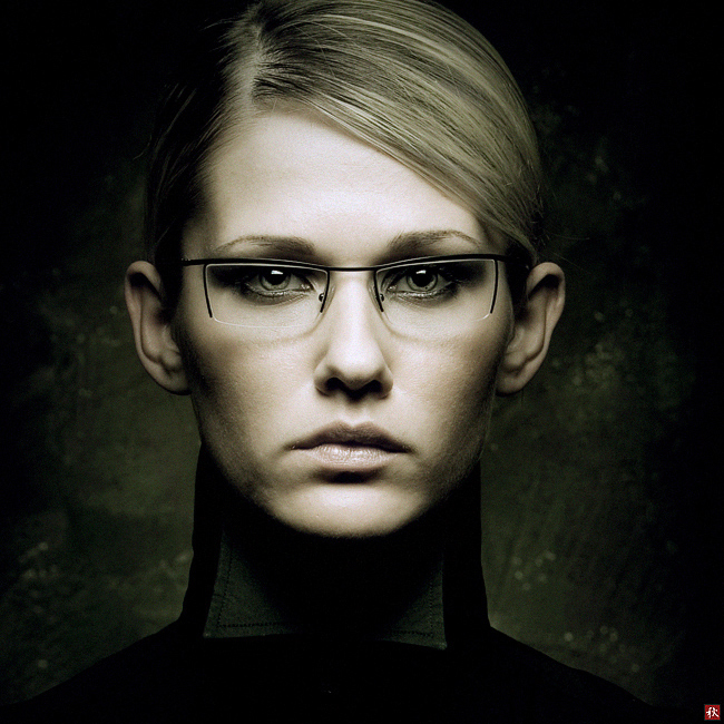 The control | blonde, desaturation, glasses