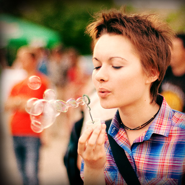 Blowing bubbles | nature, emotion