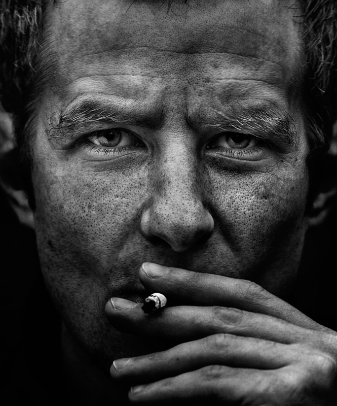 Self-portrait | male, low key, cigarette, black and white