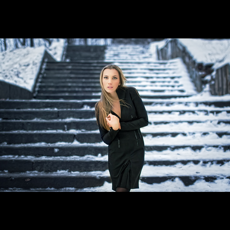 On the stair | blonde, nature, snow