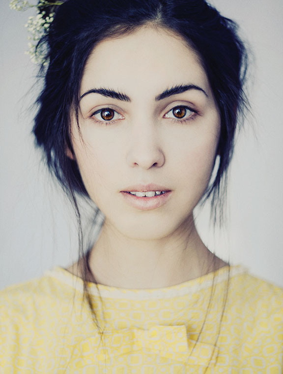 Betokening a spring | brunette, flower, eyebrows , yellow 