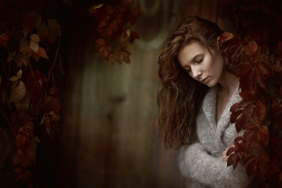 Listening to fall | long hair, woman, nature