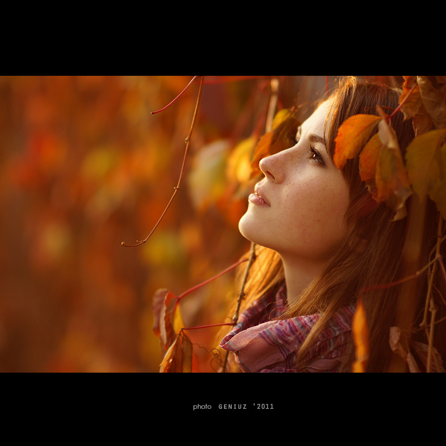 Fall with the hope | freckles, stare, sideview, redhead