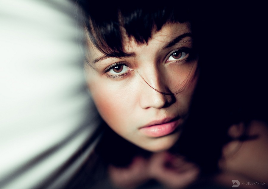 Light and darkness | brunette, stare, woman, low key