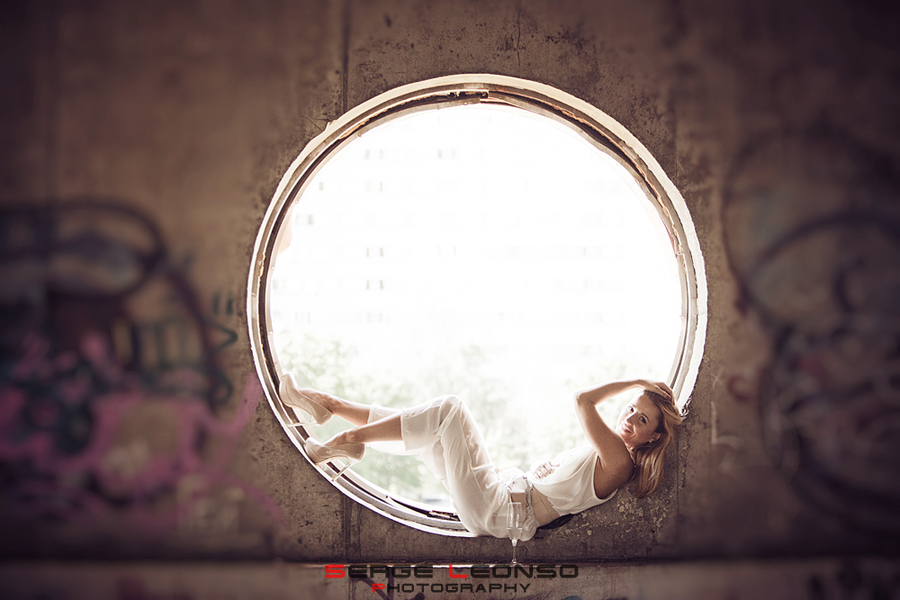 Girl in circle | girl , white dress, circle, graffiti