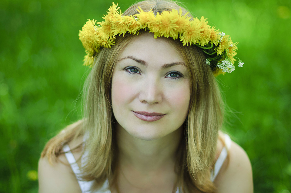 Girl with floral wreath  | floral wreath, girl, dandelion, spring