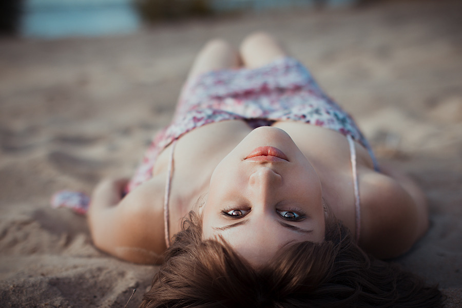 Lying on a beach | girl, beach, sea, sand