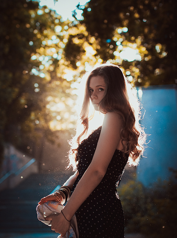 Sun in bra | sunshine, midday, long-haired girl, garden