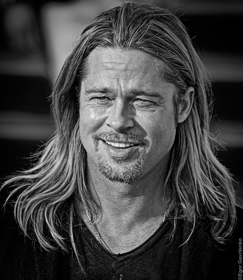 Brad Pitt | Brad Pitt, celebrity, portrait, black & white