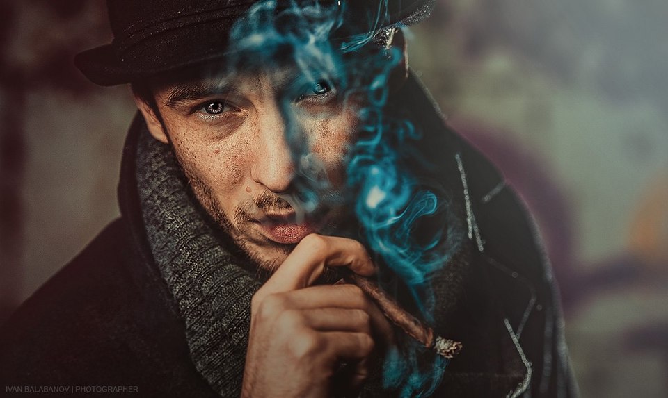 Man in hat smoking cigar  | smog, cigar, bristle, top hat, nicotine