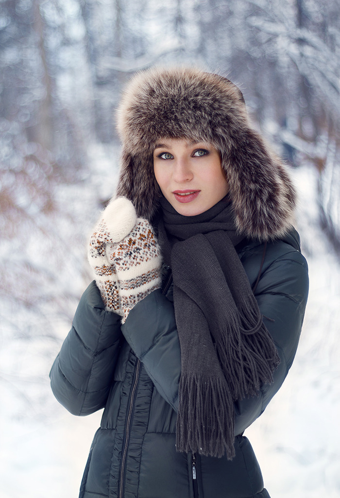 Winter heat... | winter, snow, foret, cutie, environmental portrait