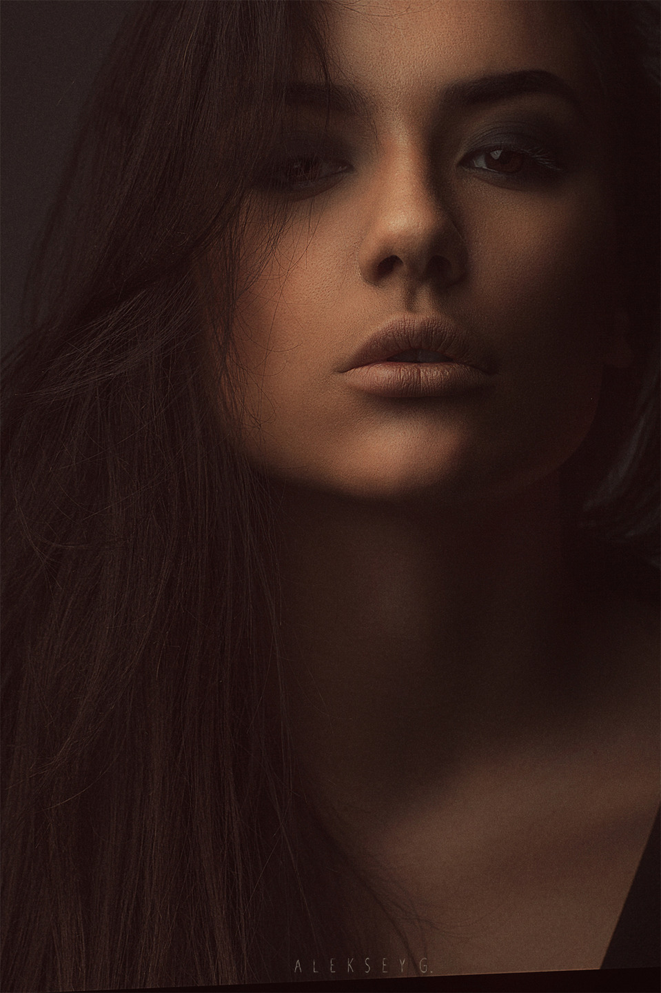 Full-face portrait of the beautiful girl | portrait, model, girl, long hair, brunette, beautiful, make-up, face, full-face portrait, perfect skin