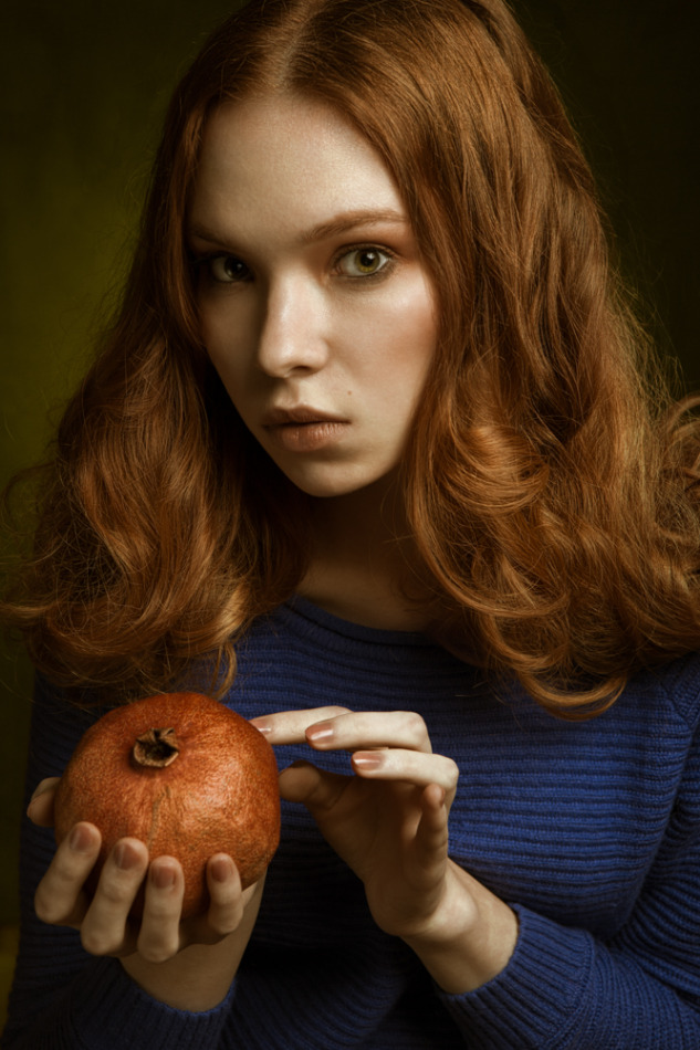 Girl with pomegranate | pomegranate, redhead, Alena