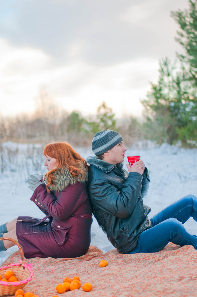 Frosty day | frost, coffee, mandarin, winter, snow