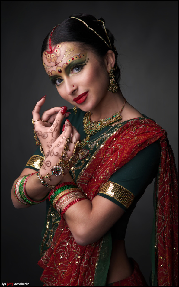 Beautiful Indian | portrait, model, woman, body art, brunette, make-up, dress, jewelry, Mehndi , Indian