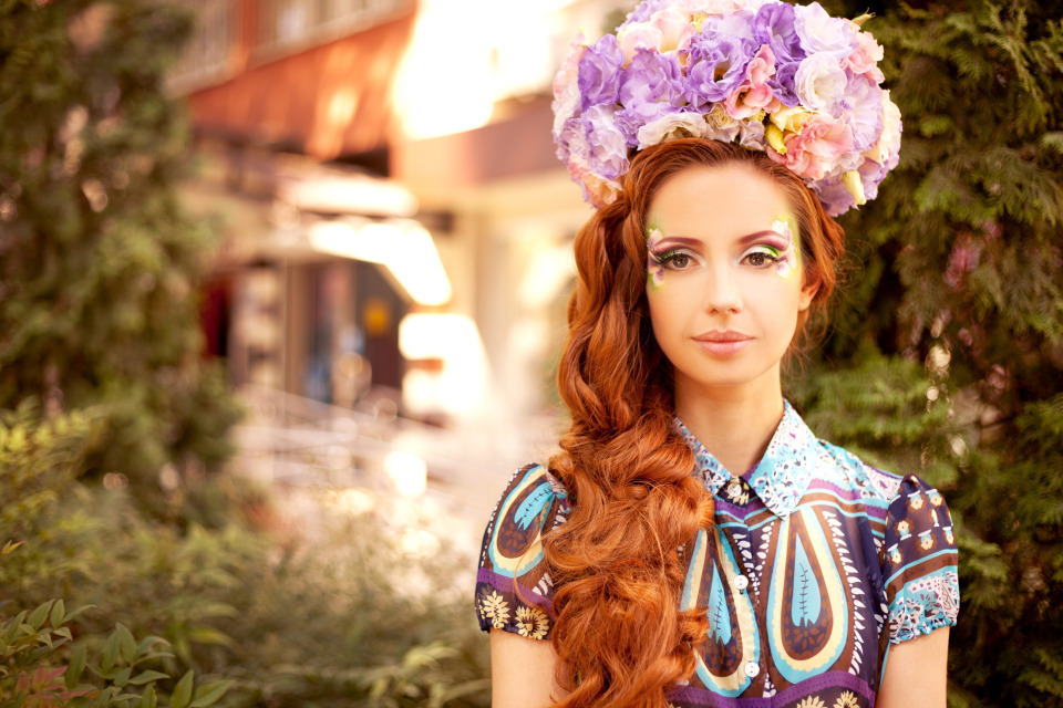 Hair do with flowers | hair do, girl, portrait, village