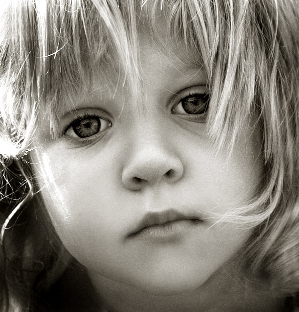 Little girl | black and white, blonde, child